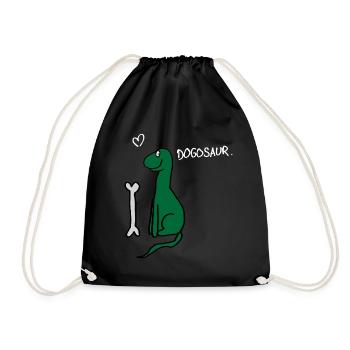 Dogosaur // dog or dinosaur? - Drawstring Bag - black - Front