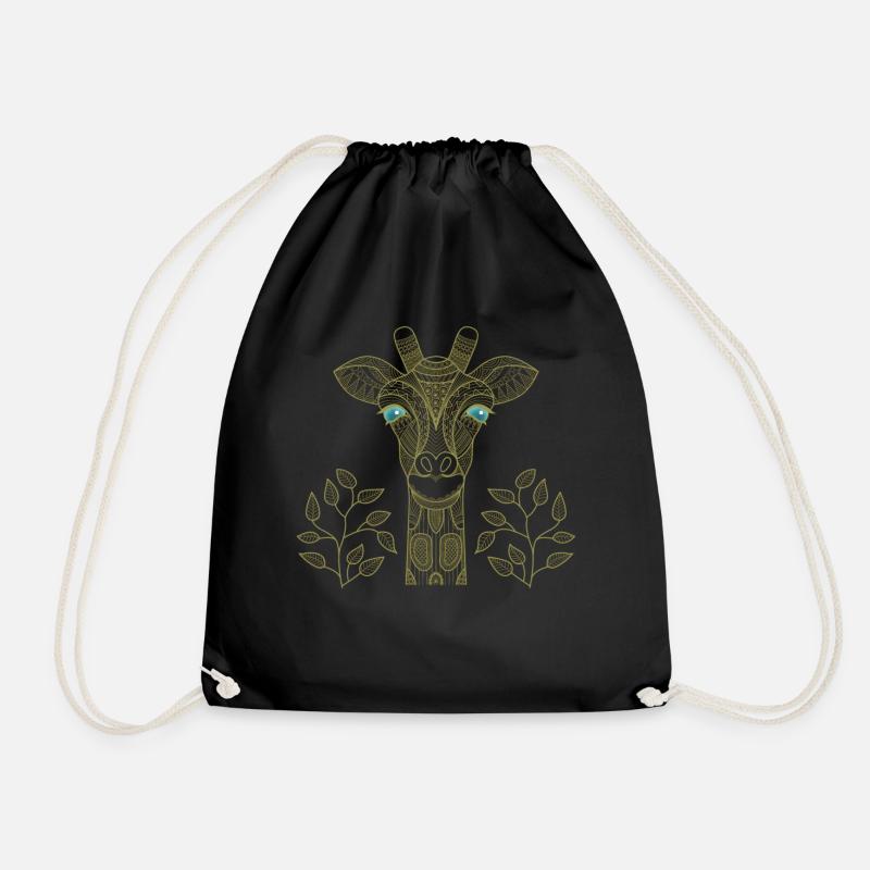 Mystical Magic Zoo with Golden Giraffe - Drawstring Bag - black