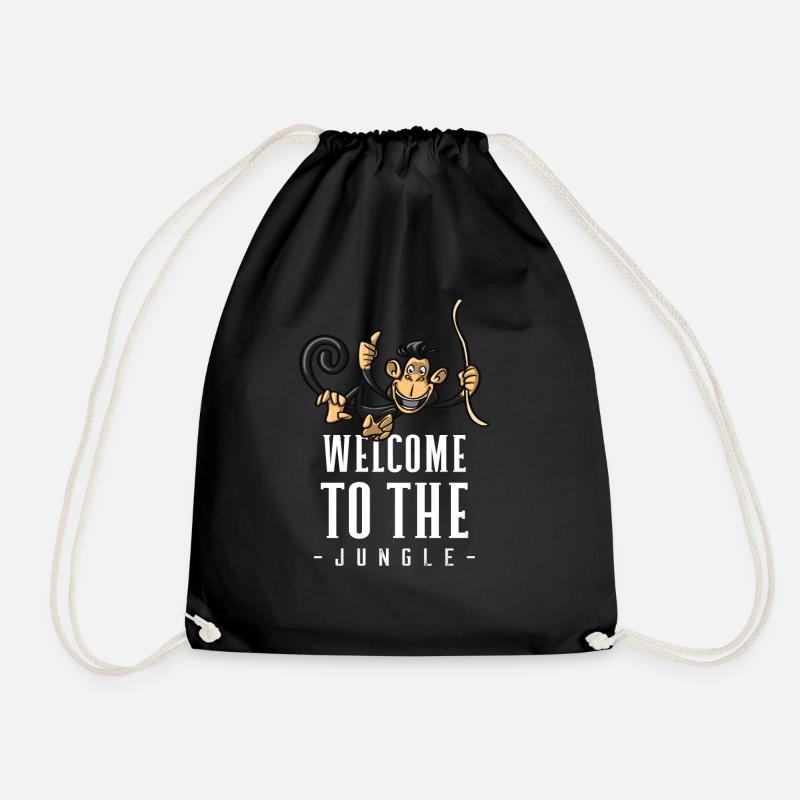 Jungle Monkey Welcome Design - Drawstring Bag - black