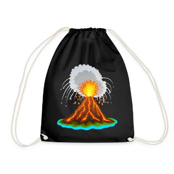 Volcano, volcano book, lava, magma, volcanoes vulcano - Drawstring Bag - black - Front