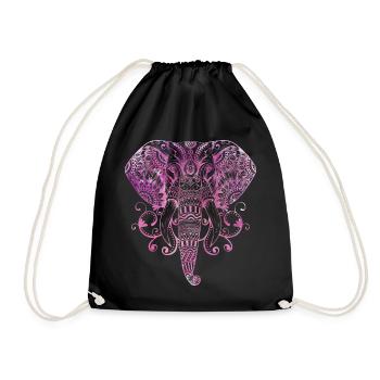 MANDALA ELEFANT GANESHA BUDDHISMUS - Turnbeutel - Schwarz - Vorne