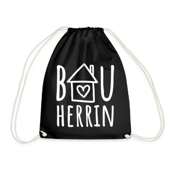 Bauherrin Haus bauen Baustelle Eigenheim Hausbau - Turnbeutel - Schwarz - Vorne