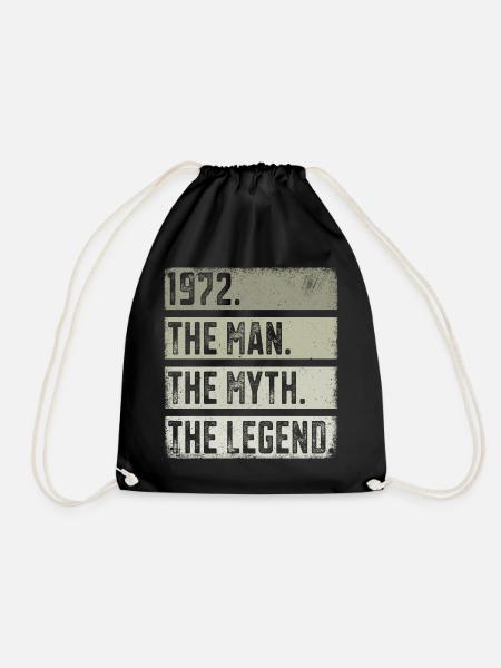 Born 1972 Man Myth Legend Birthday - Drawstring Bag - black