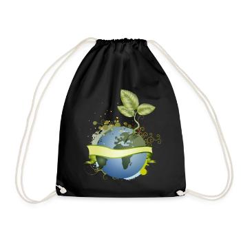 in the earth unfolds with banner - Drawstring Bag - black - Front