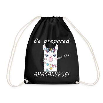 Be prepared for the alpacalypse - Drawstring Bag - black - Front