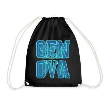 Gênes Gênes Italie Ville 3D Font Skyline - Sac de sport léger - noir - Devant