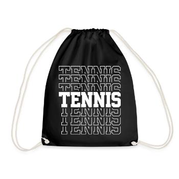 Tennis Typography Pattern Multiple Font - Drawstring Bag - black - Front