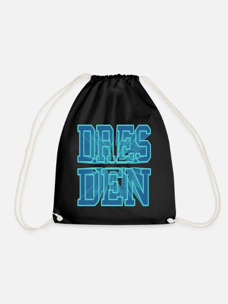 Dresden Germany City 3D Font Skyline - Drawstring Bag - black