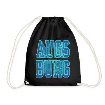 Augsburg Germany City 3D Font Skyline - Drawstring Bag - black - Front
