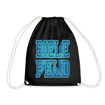 Bielefeld Deutschland Stadt 3D Schrift Skyline - Turnbeutel - Schwarz - Vorne