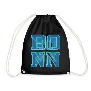 Bonn Germany City 3D Font Skyline - Drawstring Bag - black - Front