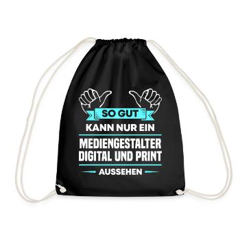 Mediengestalter Digital Print Design für Profis - Turnbeutel - Schwarz - Vorne