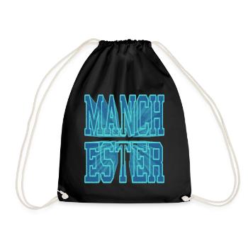 Manchester England UK Stadt 3D Schrift Skyline - Turnbeutel - Schwarz - Vorne