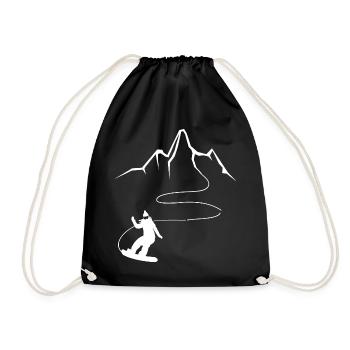 Mountain - Snowboarding - (18) - Drawstring Bag - black - Front
