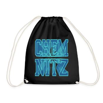Chemnitz Germany City 3D Font Skyline - Drawstring Bag - black - Front