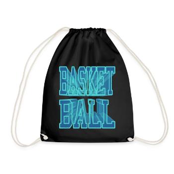 Basketball Basketballer Spieler 3D Schrift Vintage - Turnbeutel - Schwarz - Vorne