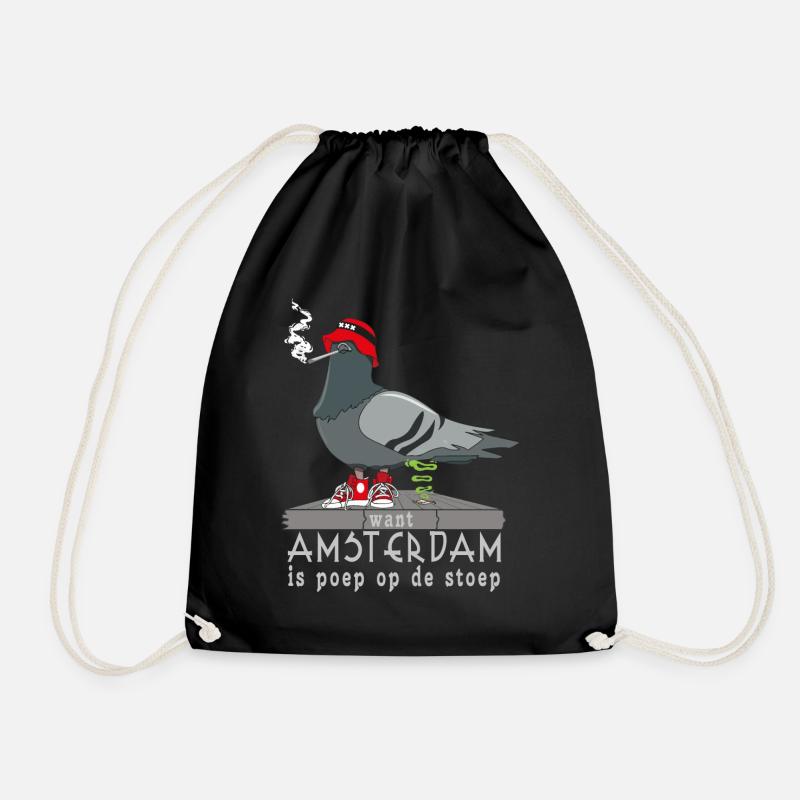 Amsterdam is poop on the doorstep - Drawstring Bag - black