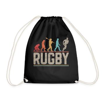 Rugby Funny Evolution for Men Rugby Players - Drawstring Bag - black - Front