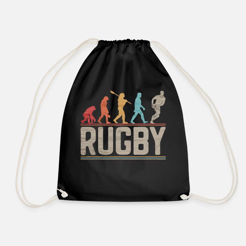 Rugby Funny Evolution for Men Rugby Players - Drawstring Bag - black