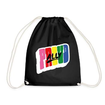 Proud ally in rainbow design - Drawstring Bag - black - Front