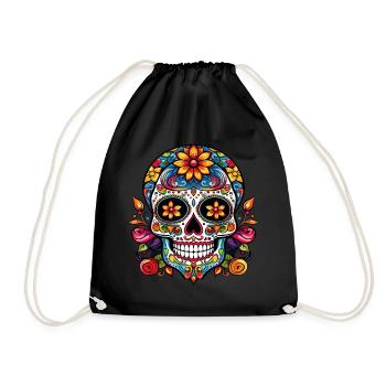 Mexican sugar skull - Drawstring Bag - black - Front