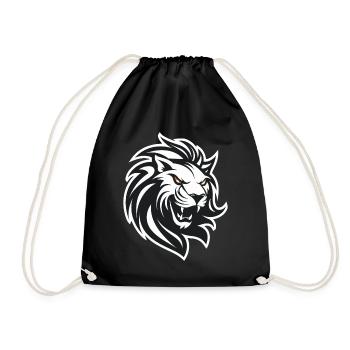 Lion's head in black and white - Drawstring Bag - black - Front