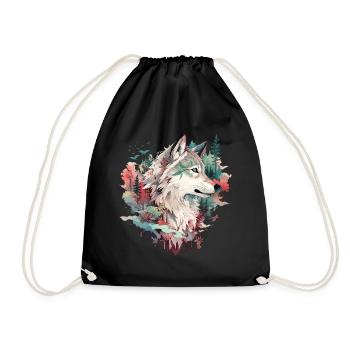 Wolf Wolf’s Head Nature Wilderness Adventure Art forestier - Sac de sport léger - noir - Devant