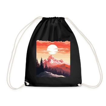 Landscape of a sunset over a mountain - Drawstring Bag - black - Front