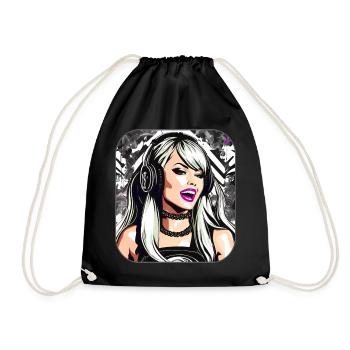 Cool Music Girl avec des écouteurs en noir rose - Sac de sport léger - noir - Devant