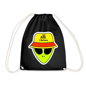Alien in I Believe Bucket hat - Drawstring Bag - black - Front