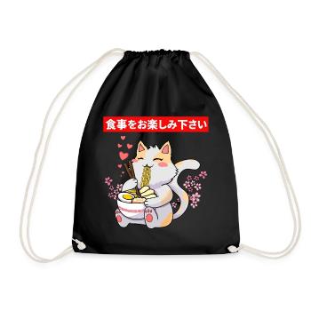 Chat mignon qui mange un bol de ramen - Sac de sport léger - noir - Devant