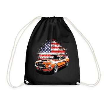 Muscle Car Américain avec Drapeau USA - Sac de sport léger - noir - Devant