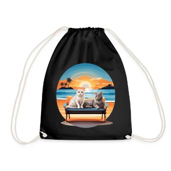 Cats on the sofa - Drawstring Bag - black - Front