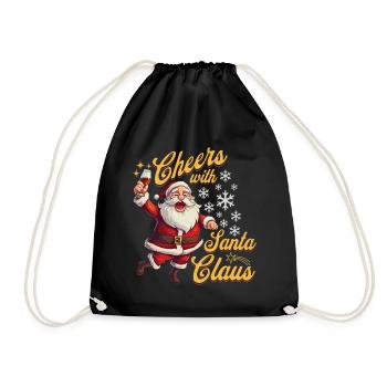 Santa Claus Alcohol Beer Mulled Wine Liquor Cheers - Drawstring Bag - black - Front