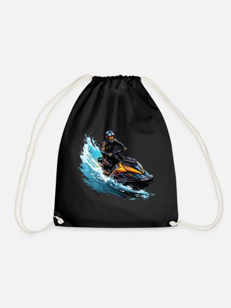 Jetski fahren auf den Wellen - Turnbeutel - Schwarz