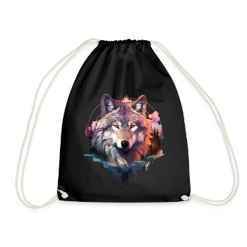 Loup tête de loup Nature nature sauvage aventure forêt Art - Sac de sport léger - noir - Devant