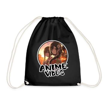 Anime Girls in Kyoto at Sunset – Anime Shirt - Drawstring Bag - black - Front