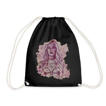 Sexy Girl Tattoo Ink BDSM Grunge T-Shirt - Drawstring Bag - black - Front