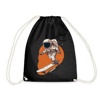 Astronaut Skateboarder in Orbit - Drawstring Bag - black - Front