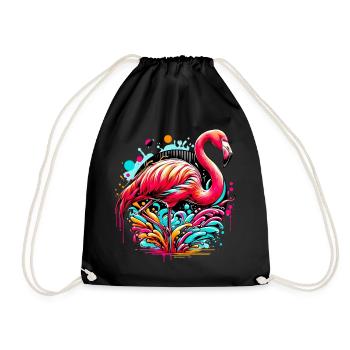 Flamingo - Turnbeutel - Schwarz - Vorne