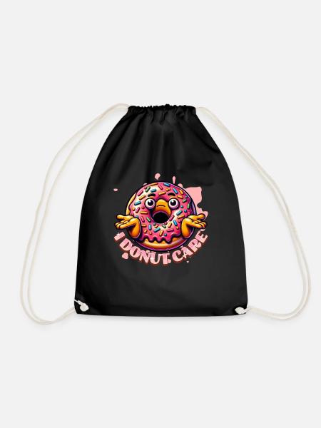 I Donut Care - Drawstring Bag - black