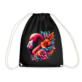 Flamingo - Turnbeutel - Schwarz - Vorne