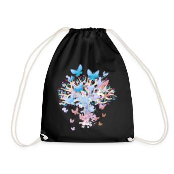 Tree Trees Nature Butterflies Spring - Drawstring Bag - black - Front