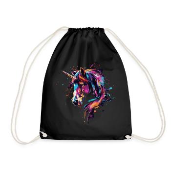 Einhorn-Splash-Art - Turnbeutel - Schwarz - Vorne