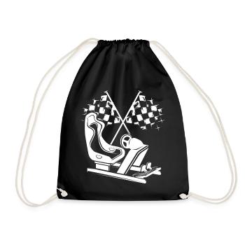 Sim Racing Gaming Flag Icon Racer Logo icon - Drawstring Bag - black - Front