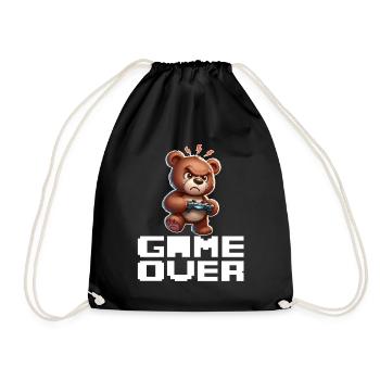 Game Over Niedlicher Bär - Turnbeutel - Schwarz - Vorne