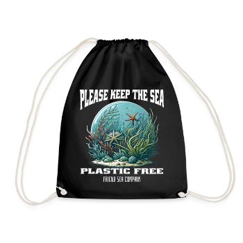 Plastik und Meer - Turnbeutel - Schwarz - Vorne