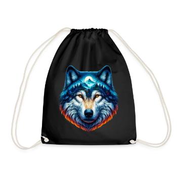 Wolf - Drawstring Bag - black - Front