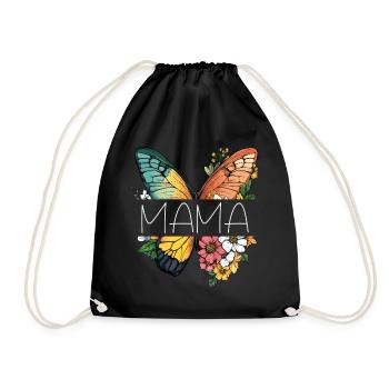 Mom Butterfly Flowers Best Mom Mother's Day - Drawstring Bag - black - Front