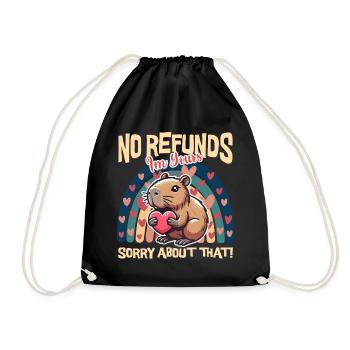 No Refund, I'm Yours Capybara - Drawstring Bag - black - Front